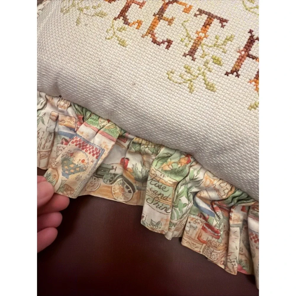 Home Sweet Home Farm Country Needlepoint Decorative Pillow Vintage